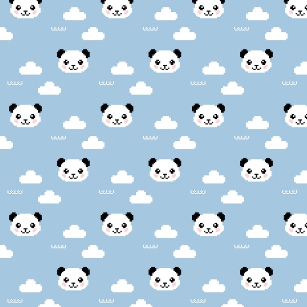 panda pattern cute panda background pixel art