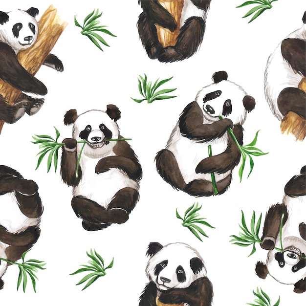 Panda pattern watercolor animal