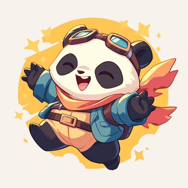 Vector a panda pilot cartoon style