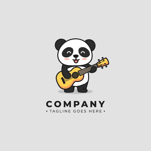 Panda gioca logo gitar