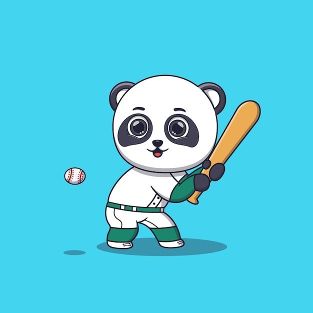 Panda playing baseball cartoon vector