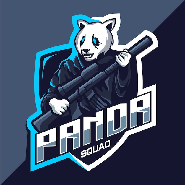 Panda ploeg met pistool mascotte esport logo ontwerp