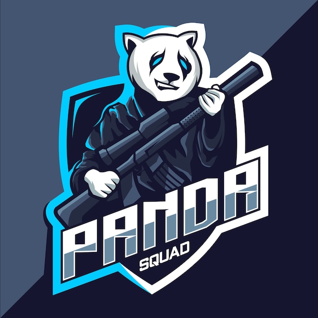 Panda ploeg met pistool mascotte esport logo ontwerp