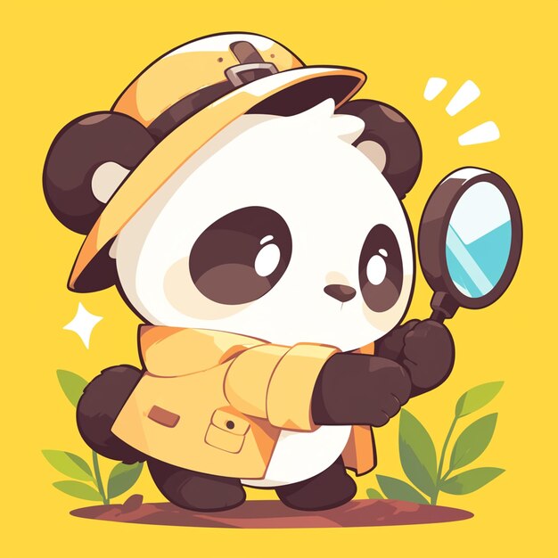 Vector a panda reporter cartoon style