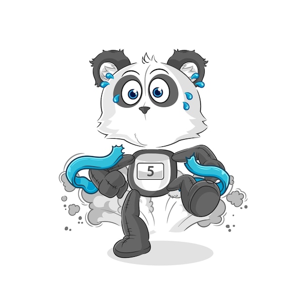 Panda runner karakter cartoon mascotte vector