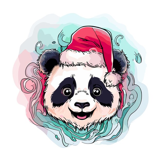 Vector panda's santa hat adventure