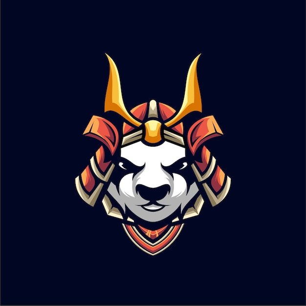 Panda samurai illustration design, logo esport.