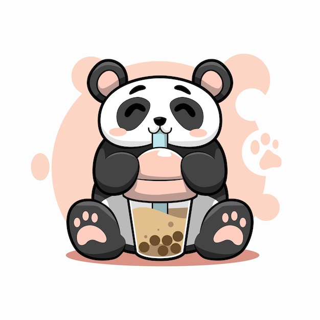 panda schattig drinken boba vector illustratie ontwerp