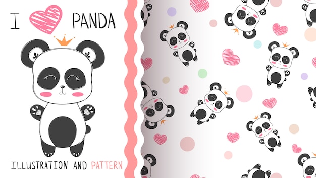 Vector panda seamless pattern