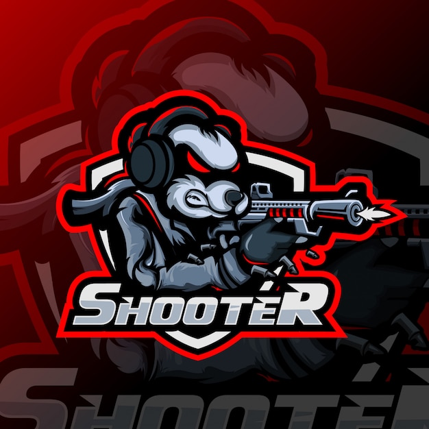 Premium Vector Panda shooter mascot esport logo