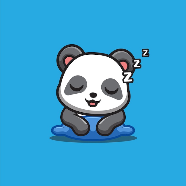 Panda slaperig schattig creatief kawaii cartoon mascotte logo