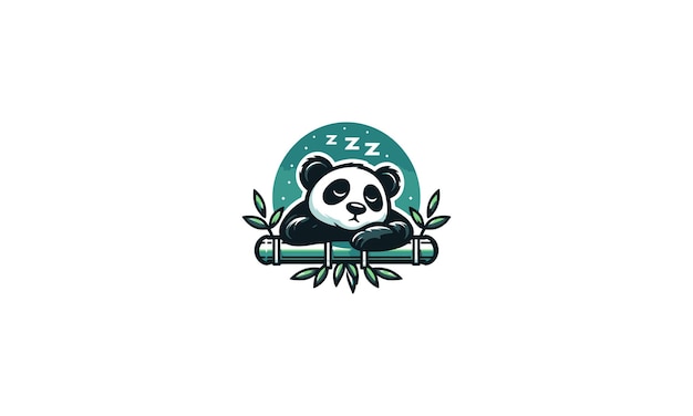 panda sleep on bamboo vector logo design