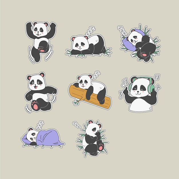 Panda sticker Set Illustratie