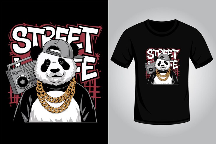 Vector panda straatkleding t-shirt ontwerp