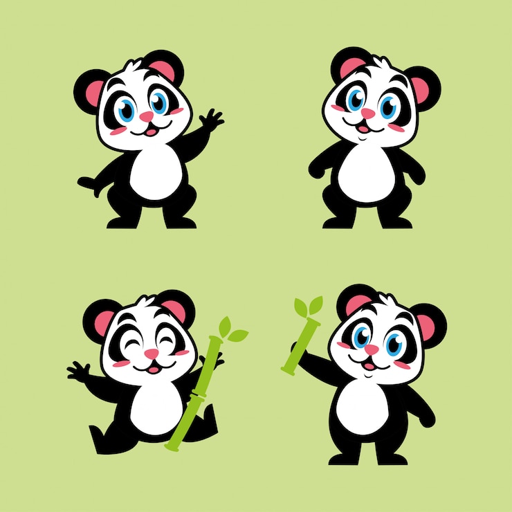 Vector panda stripfiguur leuke mascotte