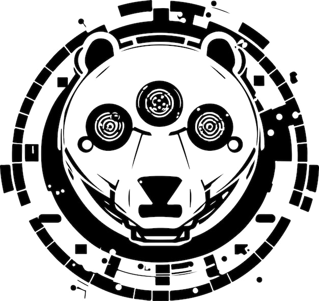 Vettore modello tecnologico panda per logo o stampa illustrazione del panda cyber vettoriale