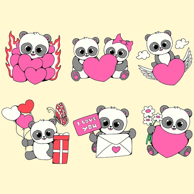 Vector panda valentine personage