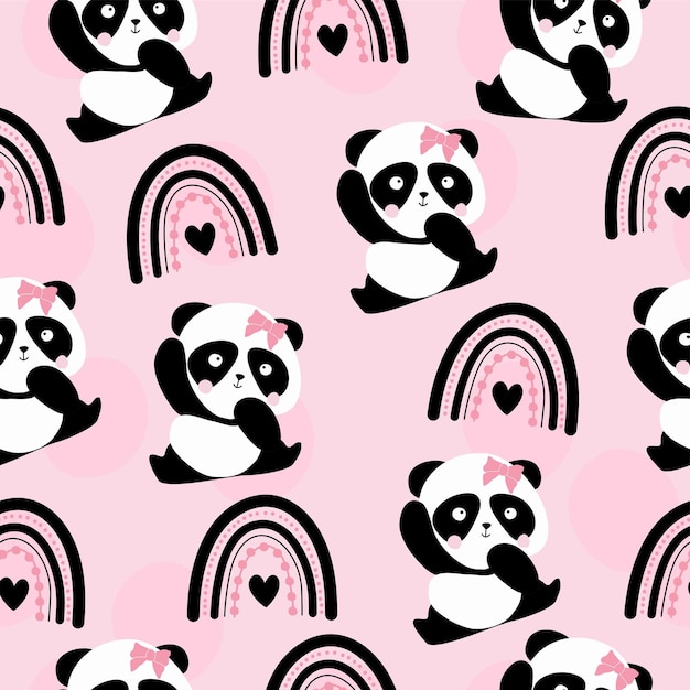 Panda wallpapers that are pink and black