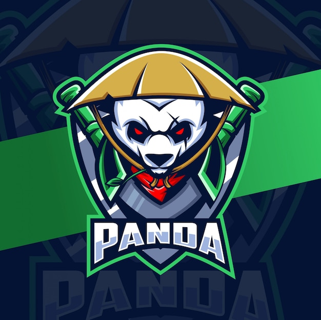 Vector panda warrior mascot esport logo