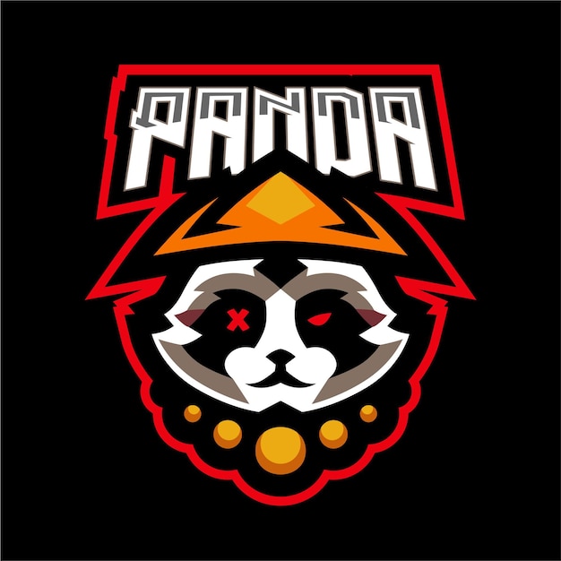 Logo di gioco della mascotte del guerriero panda