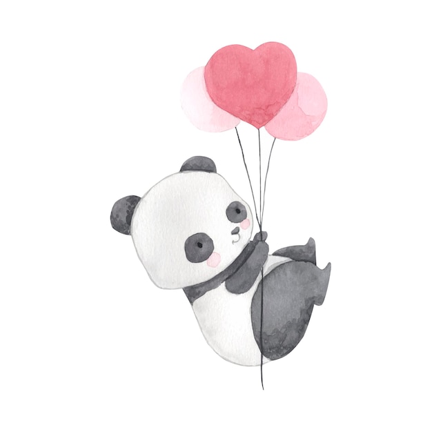 Panda watercolor illustration for kids