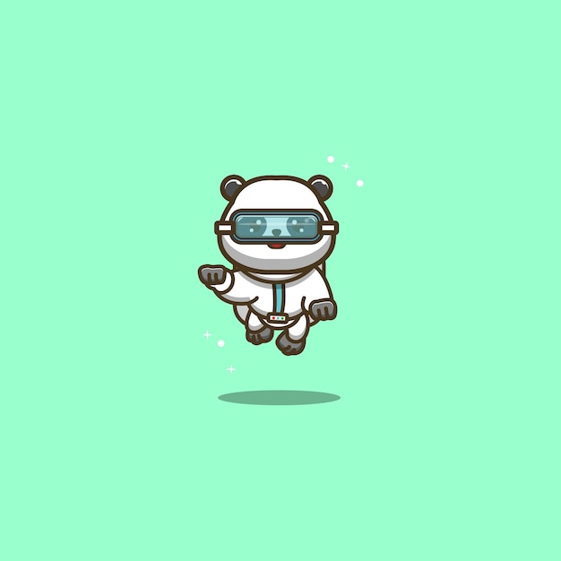 Panda wearing modern astronaut costume