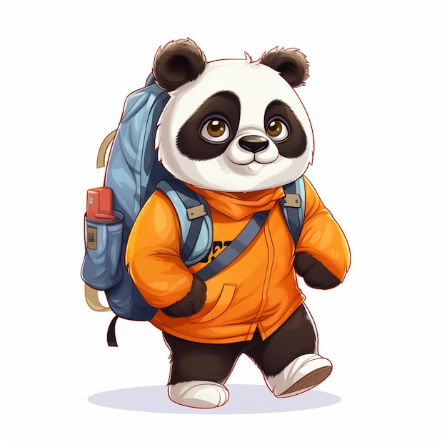 Panda wearing schoolbag