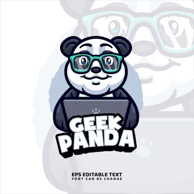 Panda werkende mascotte logo sjabloon