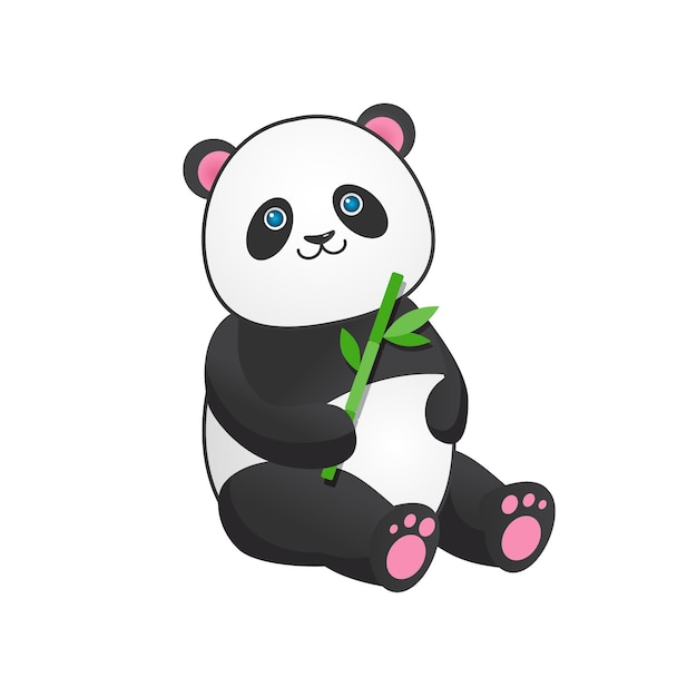 Panda con bambù. elemento di design per baby shower card, album di ritagli, inviti, articoli per bambini e accessori per bambini. isolato su sfondo bianco. illustrazione vettoriale.