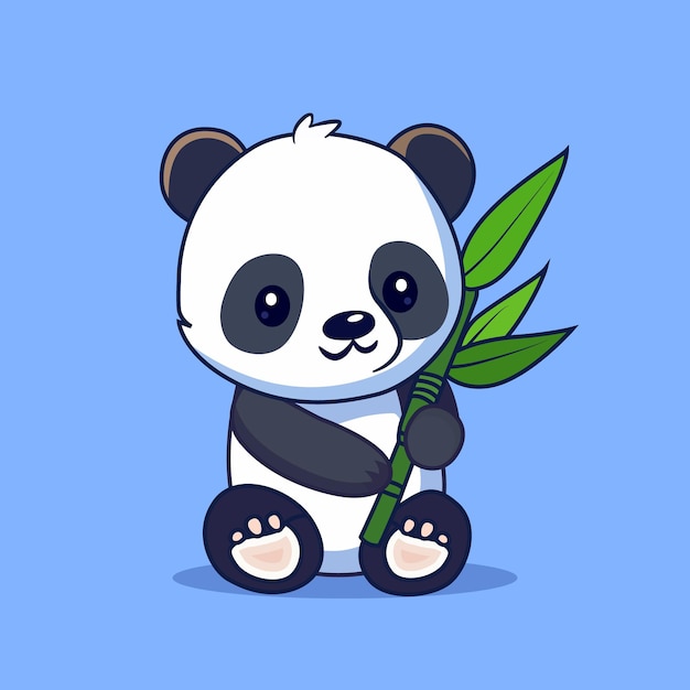 A panda with a bamboo leaf