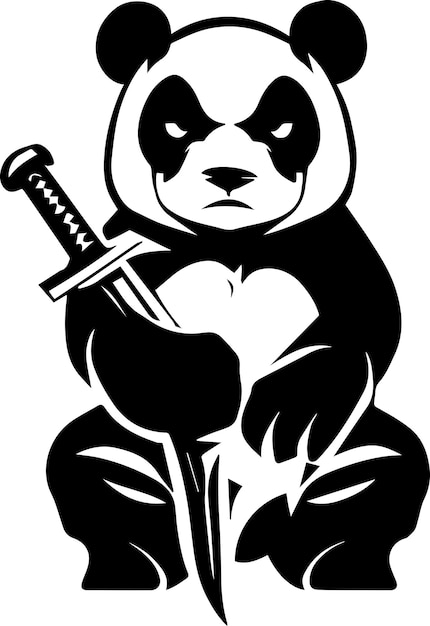 Vector panda with sord tattoo vector