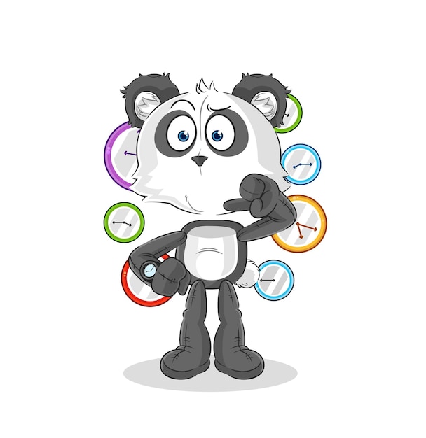 Panda with wristwatch cartoon cartoon mascot vector