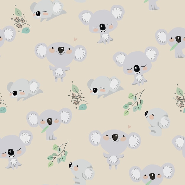 PandapatternCollage modern children's beige with pandas pattern Modern children's design for paper