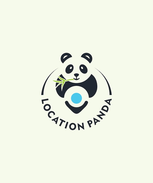 pandas location. panda zoo logo. combination of panda logo and location. modern and simple