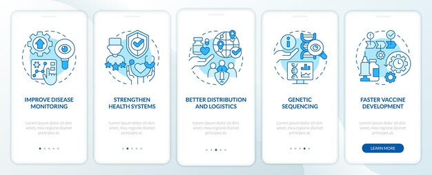 Pandemic prevention blue onboarding mobile app screen