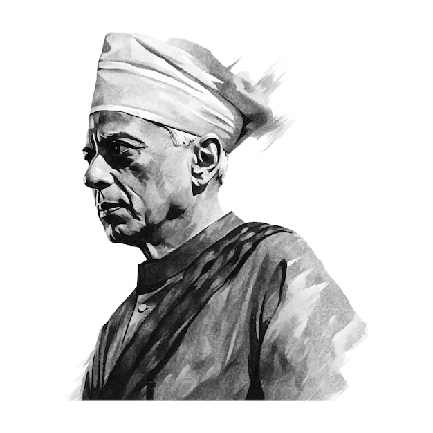 Sketch Of Pandit Jawaharlal Nehru| Bal Diwas| Drawing Of Children's Day |  Children's Day Drawing| | Child day, Children's day, Childrens