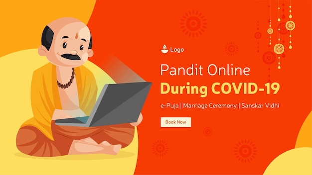 Pandit online during covid19 banner design