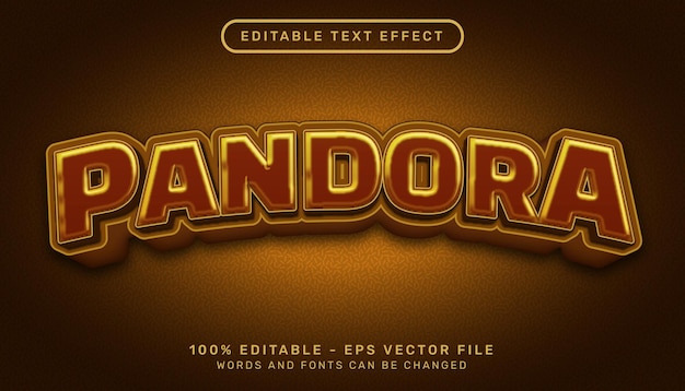 pandora 3d editable text effect template