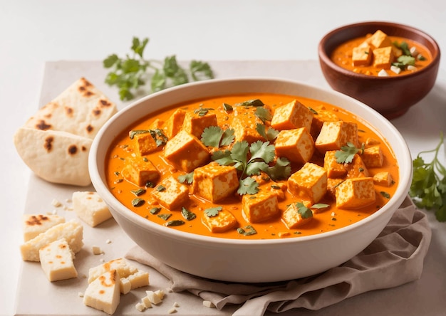 Vettore paneer curry sfondo bianco