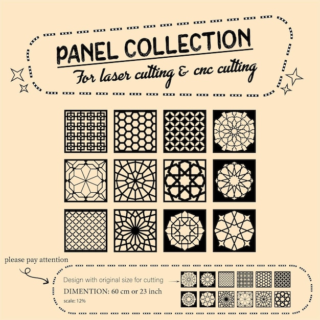 Vector panel collection for laser cutting