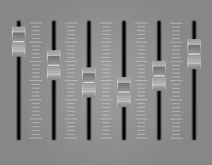 Vector panel console sound mixer vector illustration