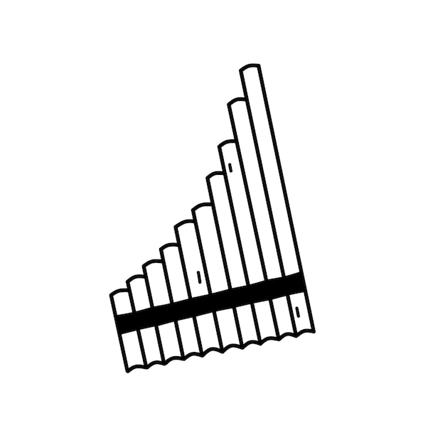 Panfluit of panfluit geïsoleerd op een witte achtergrond houtblazers muziekinstrument in doodle stijl