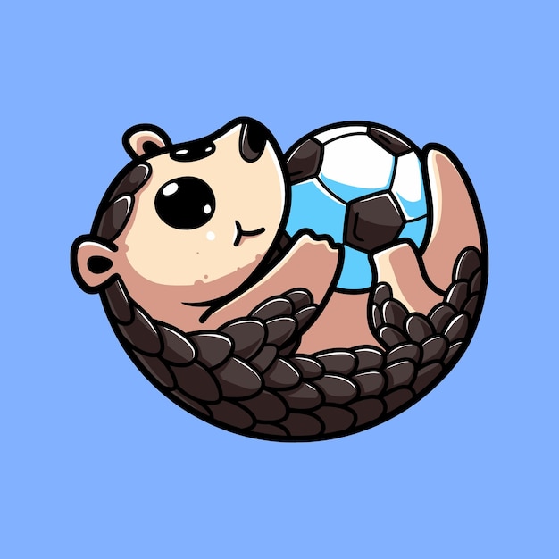 Vector pangolin hugs ball