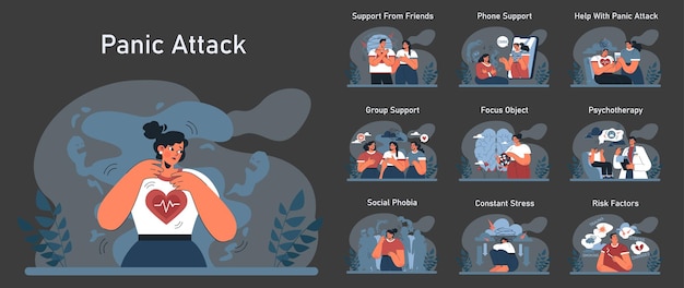 Паническая атака в темном или ночном режиме расстройство психического здоровья фобия разочарование и постоянный стресс