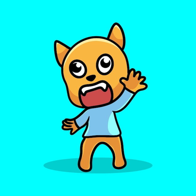panic dog cartoon mascot funny vector smile happiness fun cute