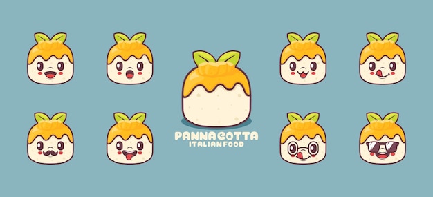 Panna cotta cartoon Italiaans eten vectorillustratie