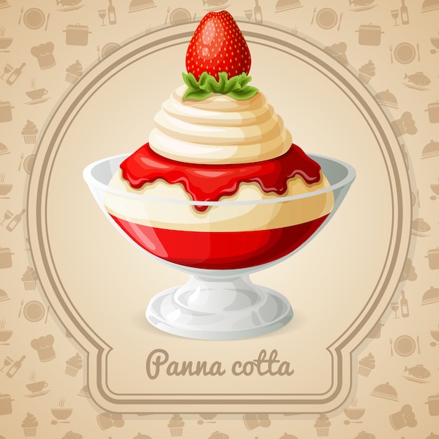 Vettore disegno panna cotta