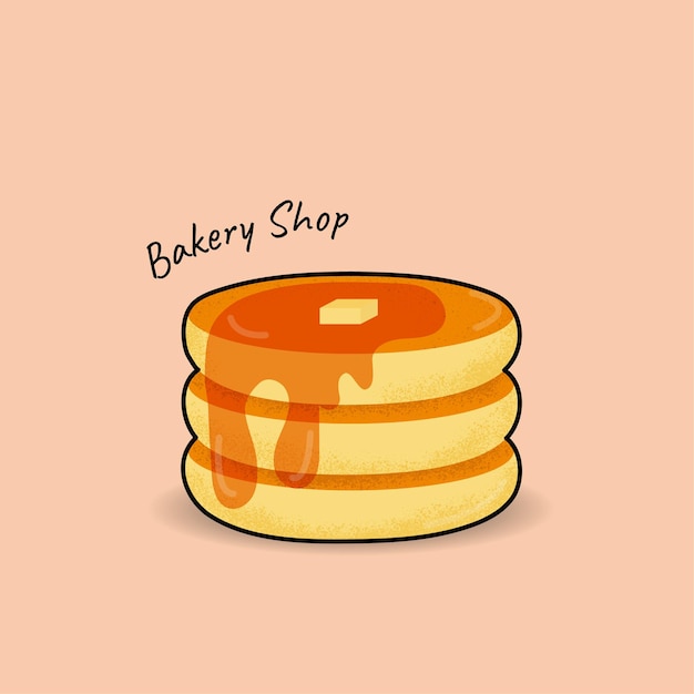 Pannenkoeken bovenop boter met zoete ahornsiroop vectorillustratie cartoon pictogram geïsoleerd op achtergrondgeluid
