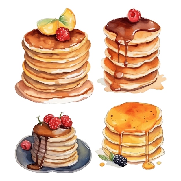 Vector pannenkoeken handgetekende aquarel clipart