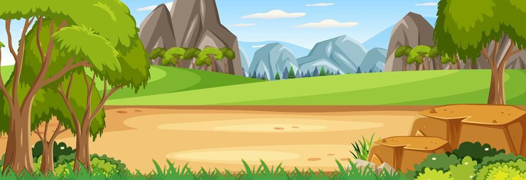 Vector panorama landscape scene with blank meadow
